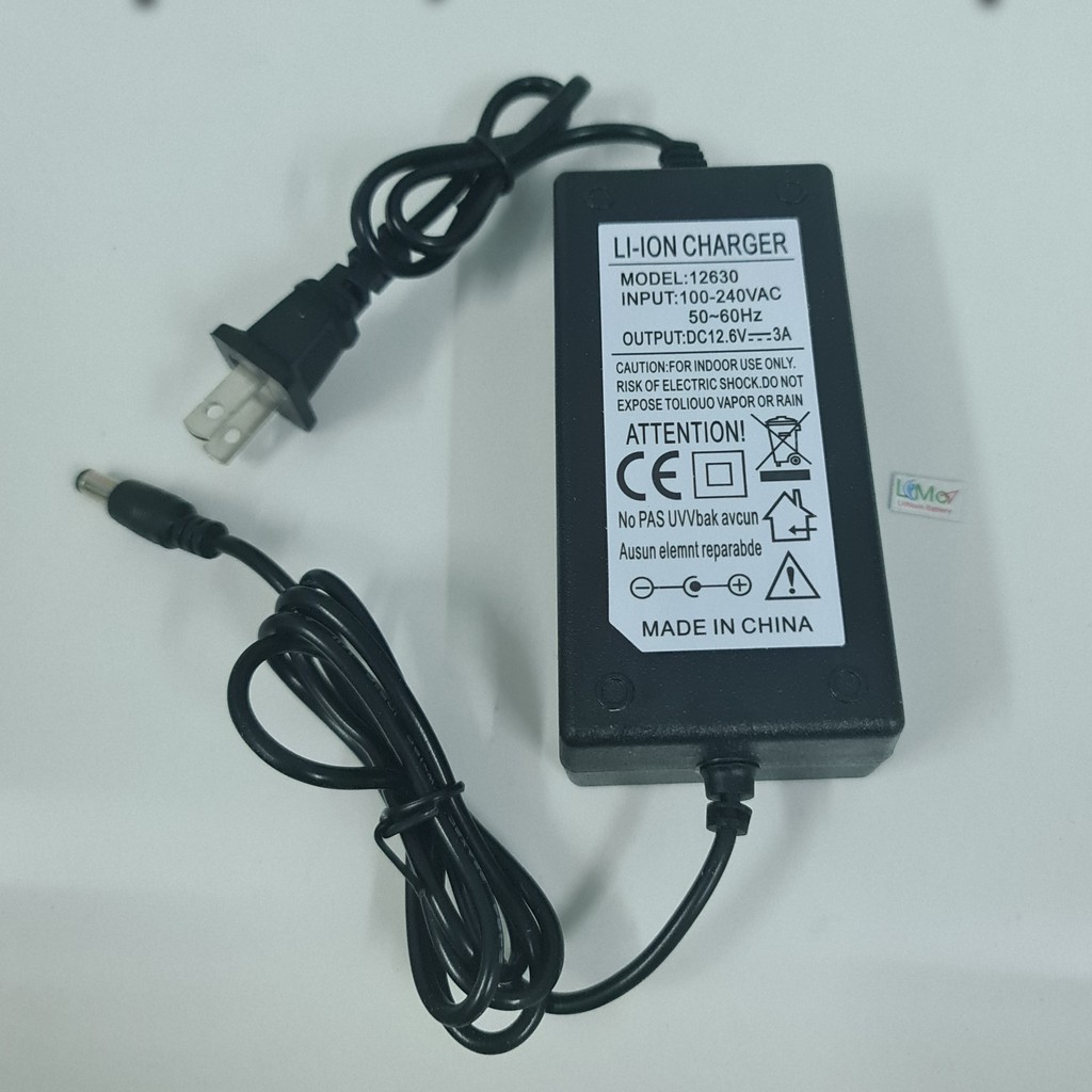Sạc Pin 12V 3A. Chuyên sạc pin Lithium, pin sắt, bình acquy pin 12,6V. Có đèn báo, Đầy tự ngắt - LIMO
