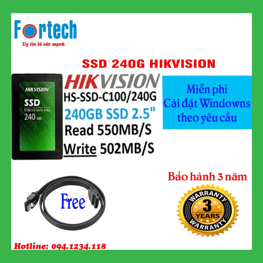 Ổ cứng SSD Hikvision C100 dung lượng 240GB - Bảo hành 3 năm.