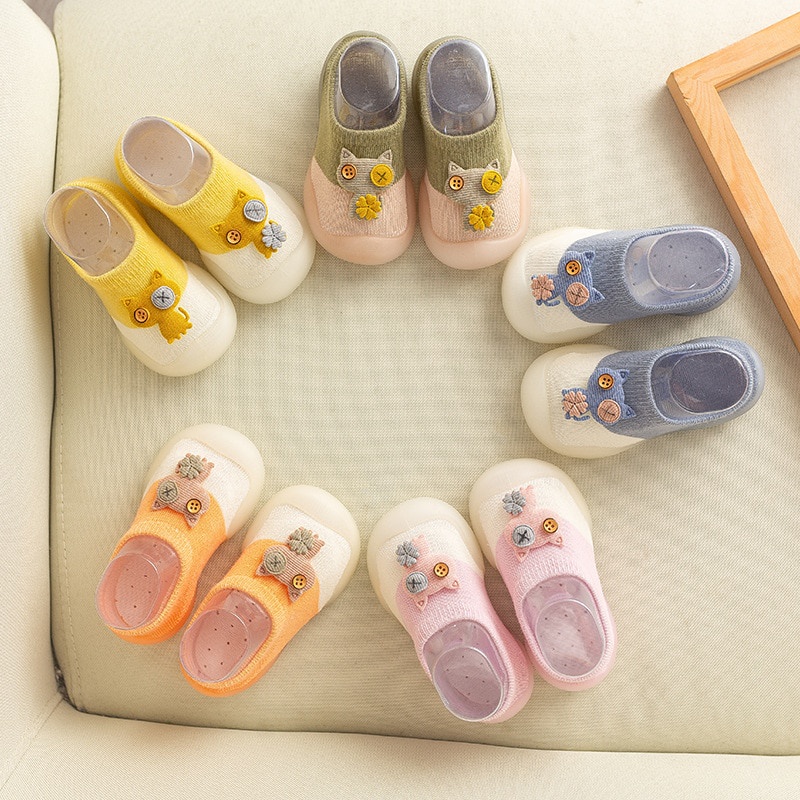 Vớ Cao Su Cotton Mềm Mại Co Giãn Chống Trượt In Hình Động Vật Hoạt Hình Thời Trang Thu Đông Cho Trẻ Sơ Sinh