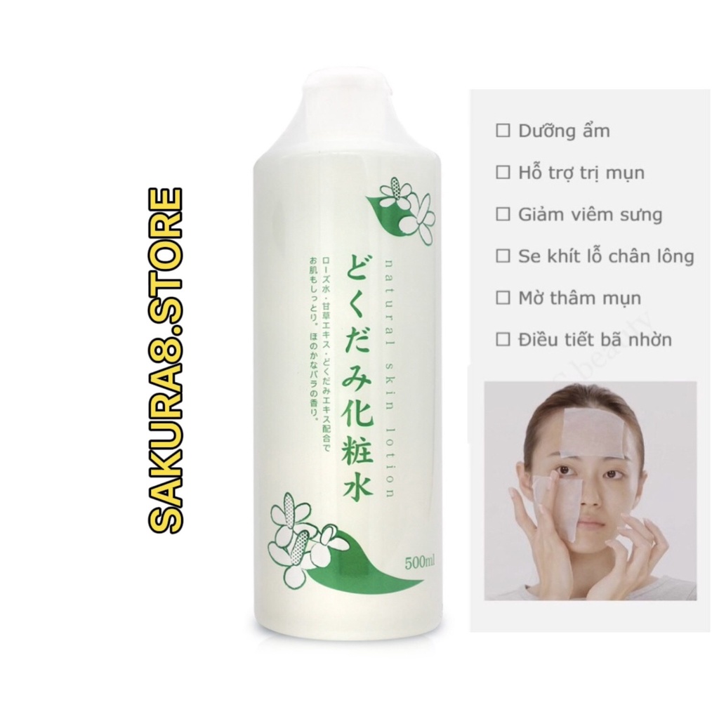 Nước hoa hồng Natural lá diếp cá nội địa Nhật 500ml