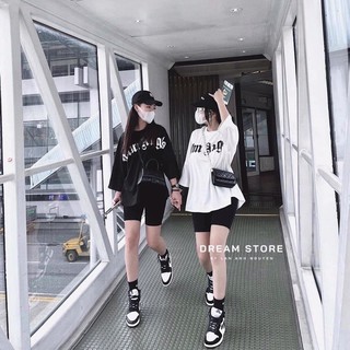 set áo phông thụng mix quần ngố ôm