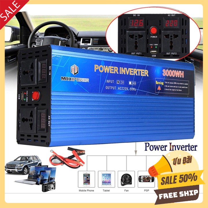 [SALE LỚN] Bộ kích điện 12v lên 220v công suất 3000W