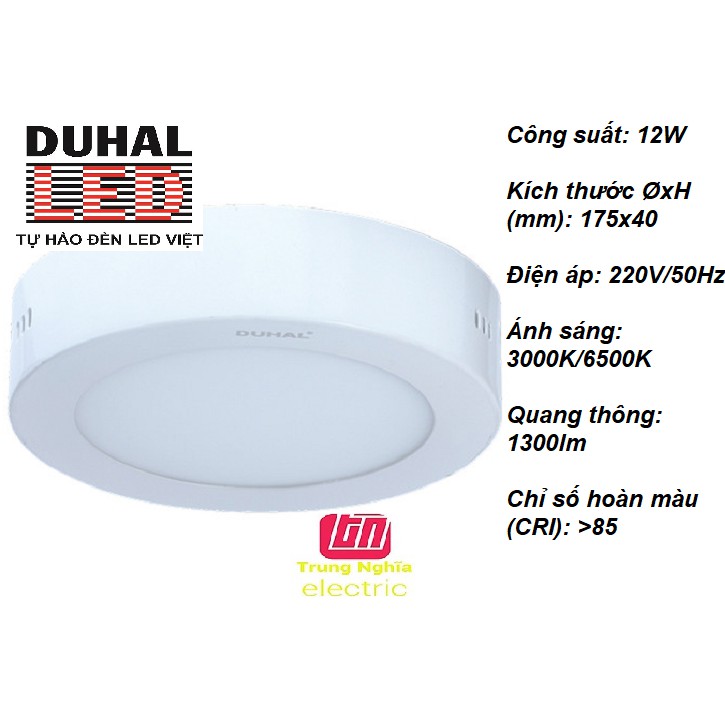 ĐÈN LED PANEL TRÒN NỔI DUHAL 12W (KEGC512)