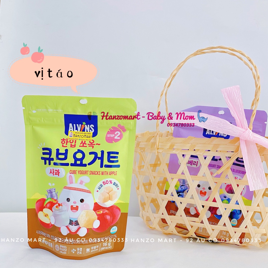Sữa chua khô cho bé ăn dặm sấy lạnh 7m+ gói zip 16g Hàn Quốc - Alvins