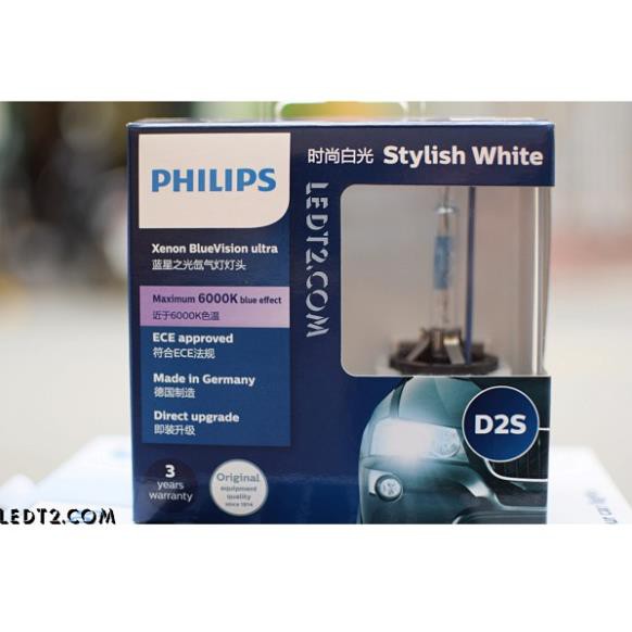 Bảo hành 3 - năm Đèn Xenon Philips BlueVision Ultra 6000K chân D2S [SL: 1 Cái]- hàng  chính hãng