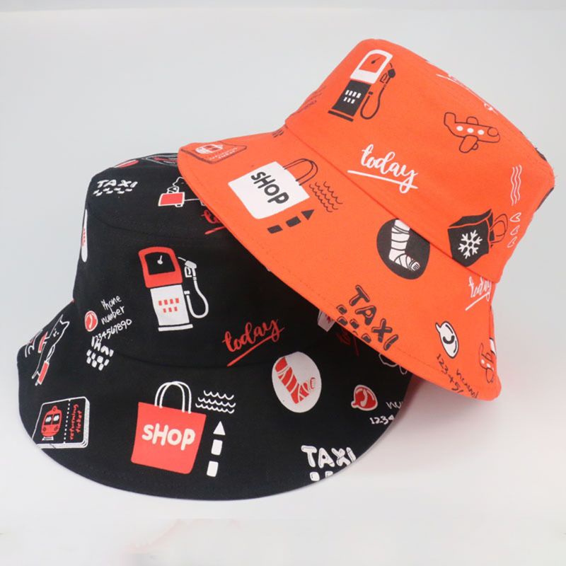 Xiangbao Mũ Bucket Chống Nắng In Chữ Graffiti Phong Cách Harajuku Nhật Bản Cho Nam Và Nữ