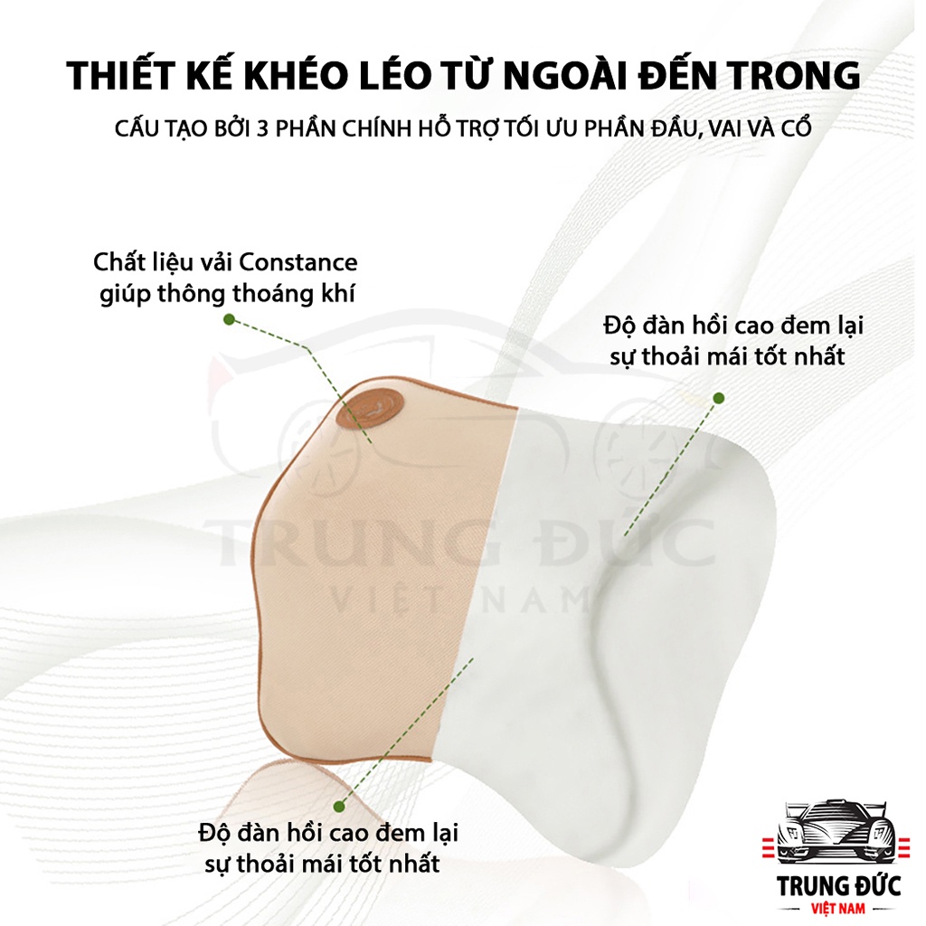 Bộ gối tựa đầu tựa lưng TRUNGDUC VN chất liệu vải COTTON lõi cao su non đàn hồi chống đau mỏi vai gáy