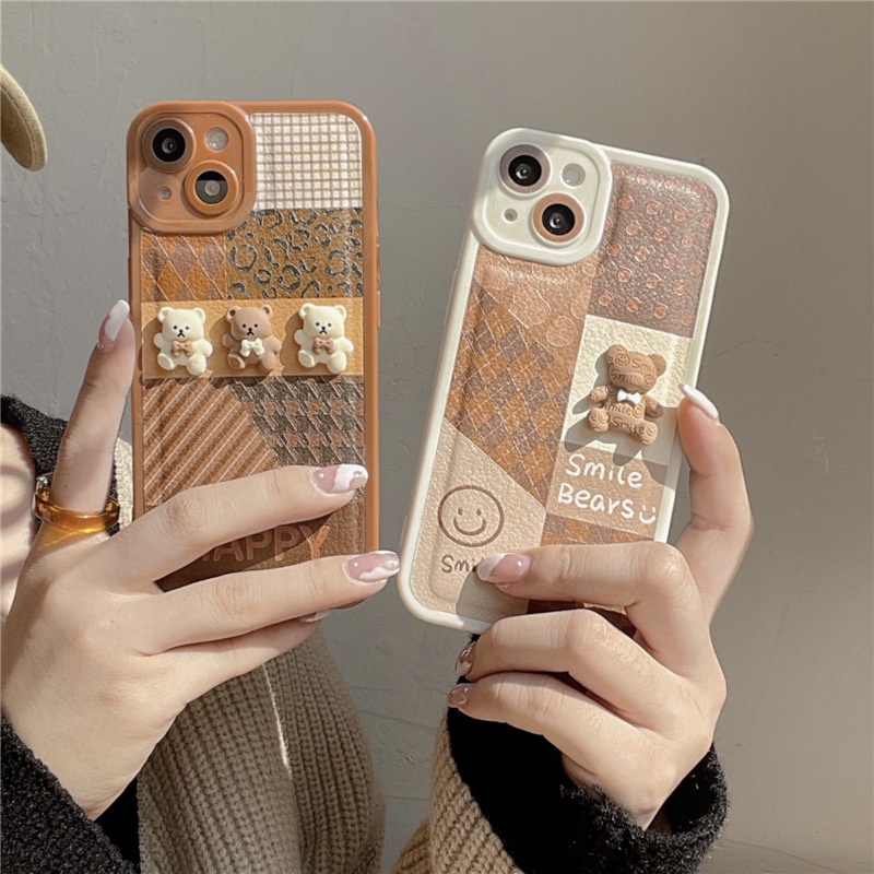 Ốp điện thoại silicon hình gấu 3d dành cho IPhone 12 13 11 Pro Max X Xs Max Xr 7 8 Plus