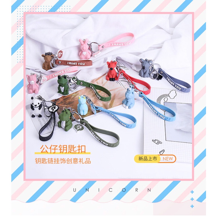 Móc Khóa Hình Động Vật / Gấu Trúc / Khủng Long Hoạt Hình Dễ Thương CYR260