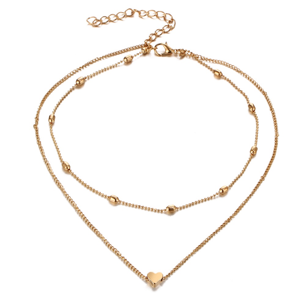 Vòng Cổ Choker Hai Lớp Mặt Hình Trái Tim Thời Trang Cho Nữ 2017