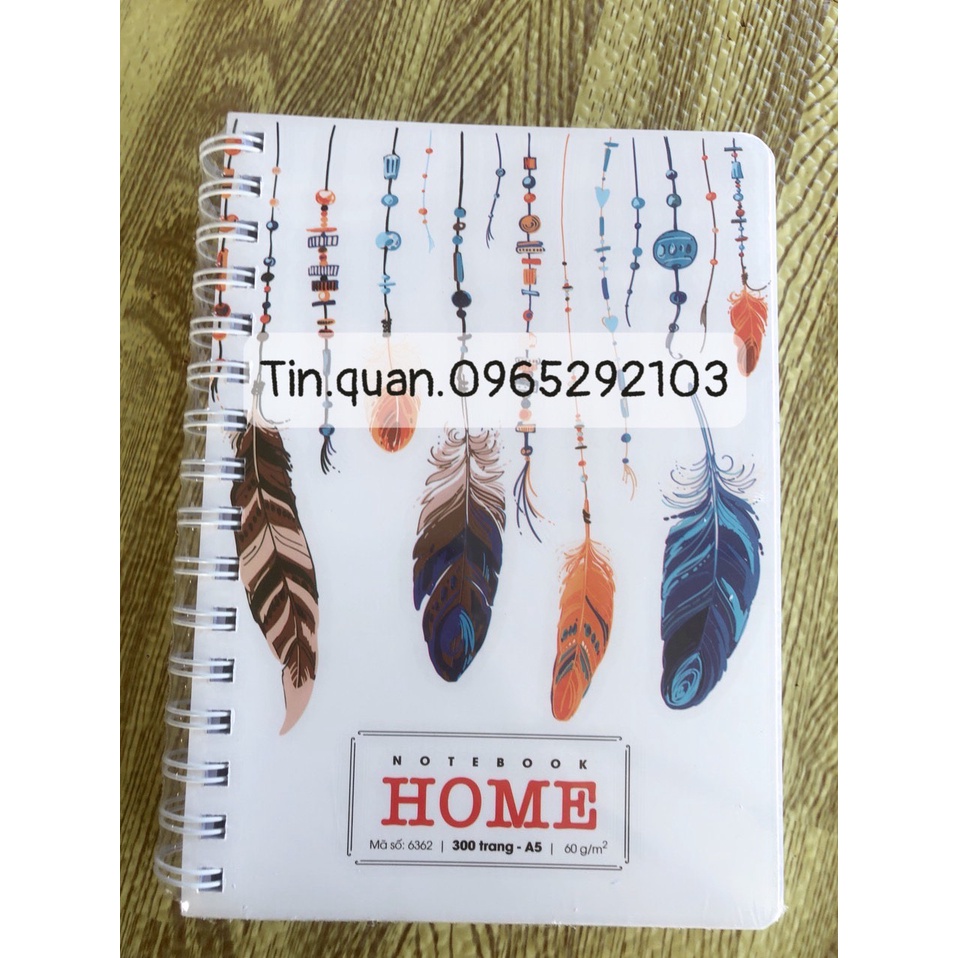 Sổ Lò Xo A5 Home bìa cứng trơn bóng 300 Trang, Sổ Lò Xo Cầm Tay A5 300 Trang