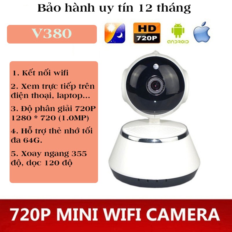 (Ảnh thật-video sp) Camera Wifi IP V380 Mẫu Mới Nhất Bảo Hành Uy Tín 12 Tháng Có Bán Kèm Thẻ 16GB 32GB