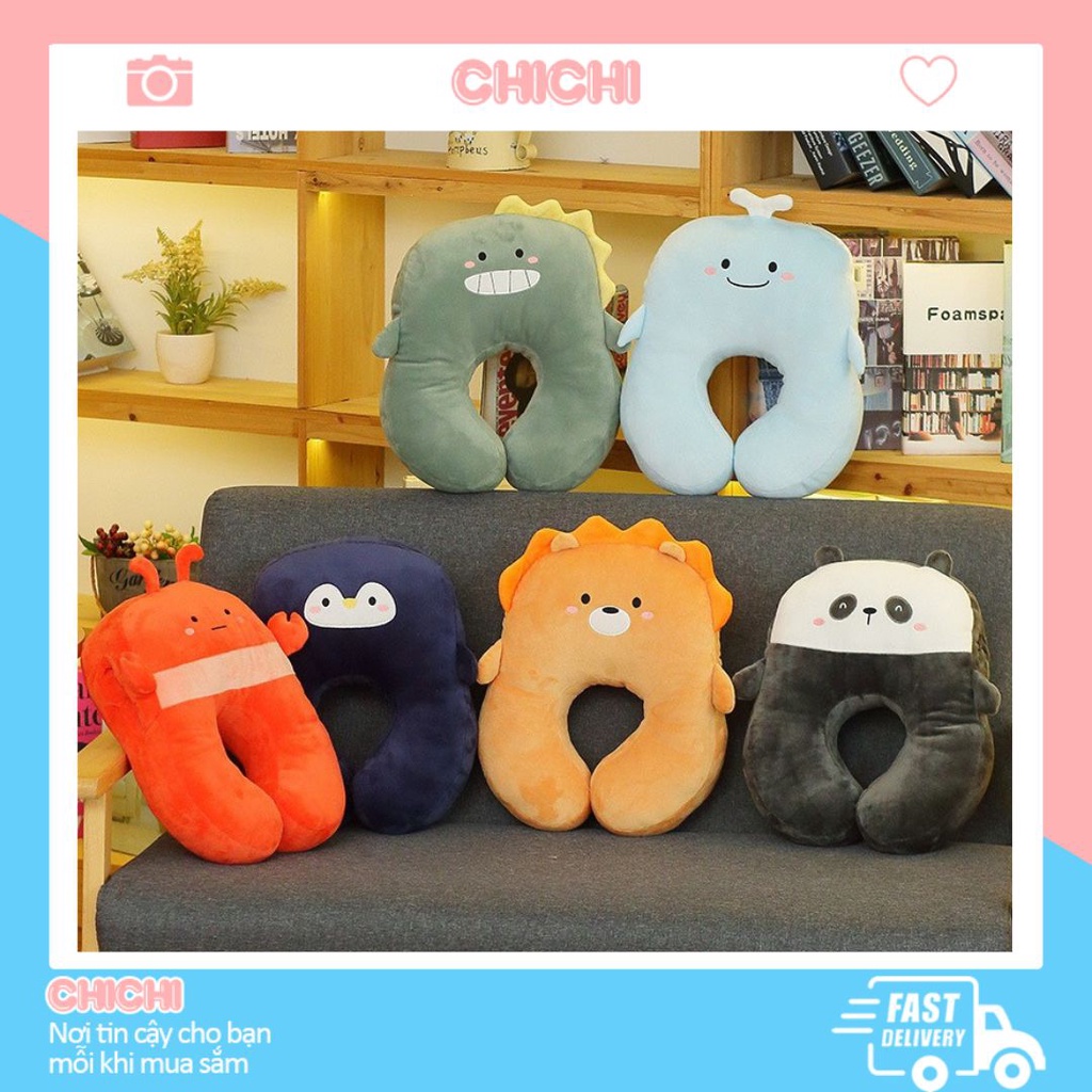 Gối kê cổ chữ U Hình Thú Đa Năng🐳FREESHIP🐳Gối chữ U Có Nhét Tay Mềm Mịn Thích Hợp Đi Du Lịch,Văn Phòng GVP12 Chichi