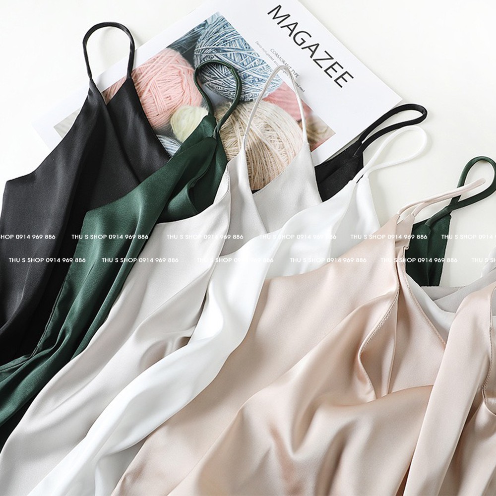 Áo 2 dây lụa satin cao cấp cổ tim vải mềm đẹp sang chảnh (ảnh thật + video) | BigBuy360 - bigbuy360.vn