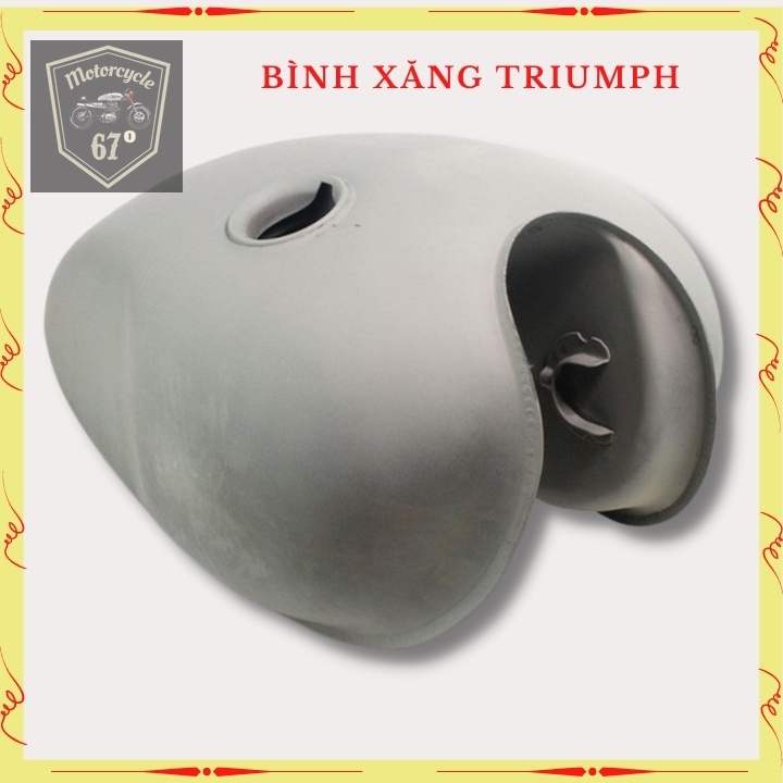 Bình xăng Trium, thùng xăng lớn độ xe Classic cafe racer , 67.. dung tích hơn 9 lít, bả sẵn matit, chỉ việc sơn