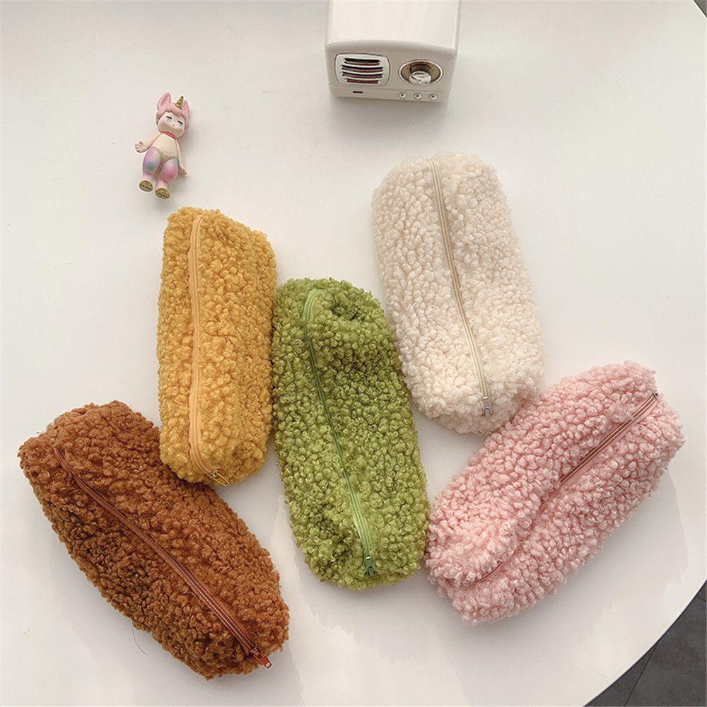 Túi Đựng Bút / Mỹ Phẩm Phủ Lông Nhung Tiện Dụng Cho Học Sinh Ốp