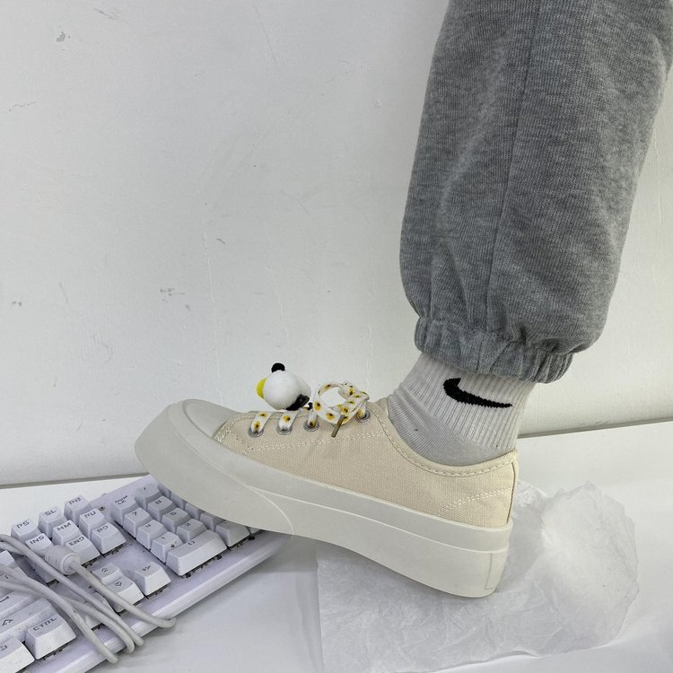 Giày Vải Canvas Đế Bằng Phối Dây Thắt Thời Trang Thoải Mái Cho Nữ