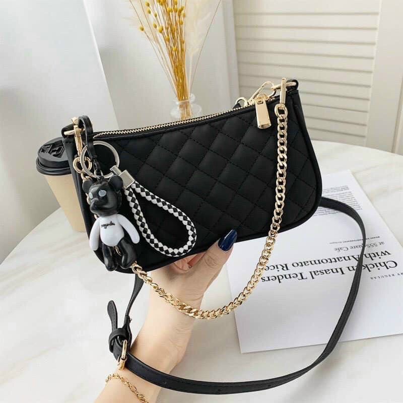 Túi xách nữ kẹp nách hàn quốc kèm móc gấu❣️Freeship❣️