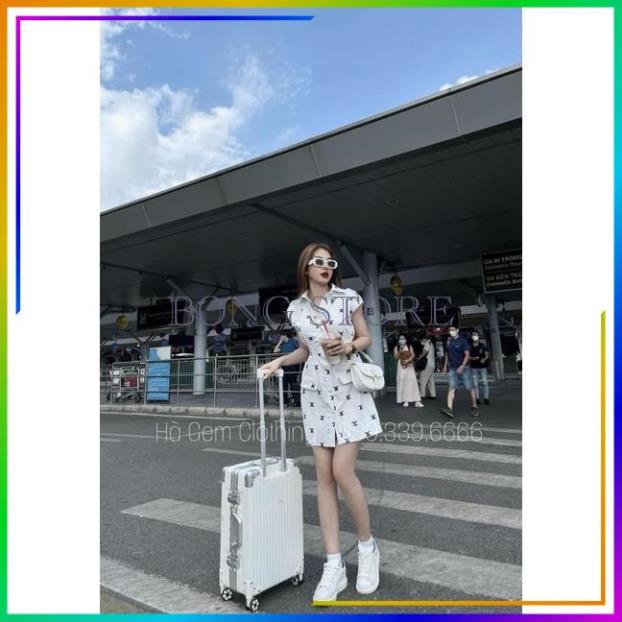 Đầm trắng nữ chiết eo, Váy trắng nữ dáng chữ A  chiết eo chất thô mềm mại mặc siêu xinh.