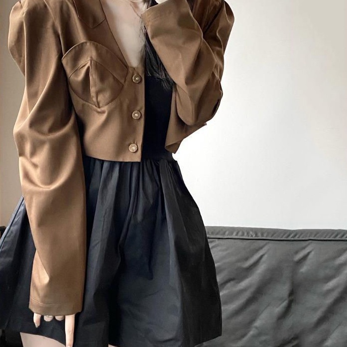 Set Áo Khoác Dáng Ngắn + Áo liền quần Thiết Kế Mới Năng Động Thời Trang Dành Cho Nữ