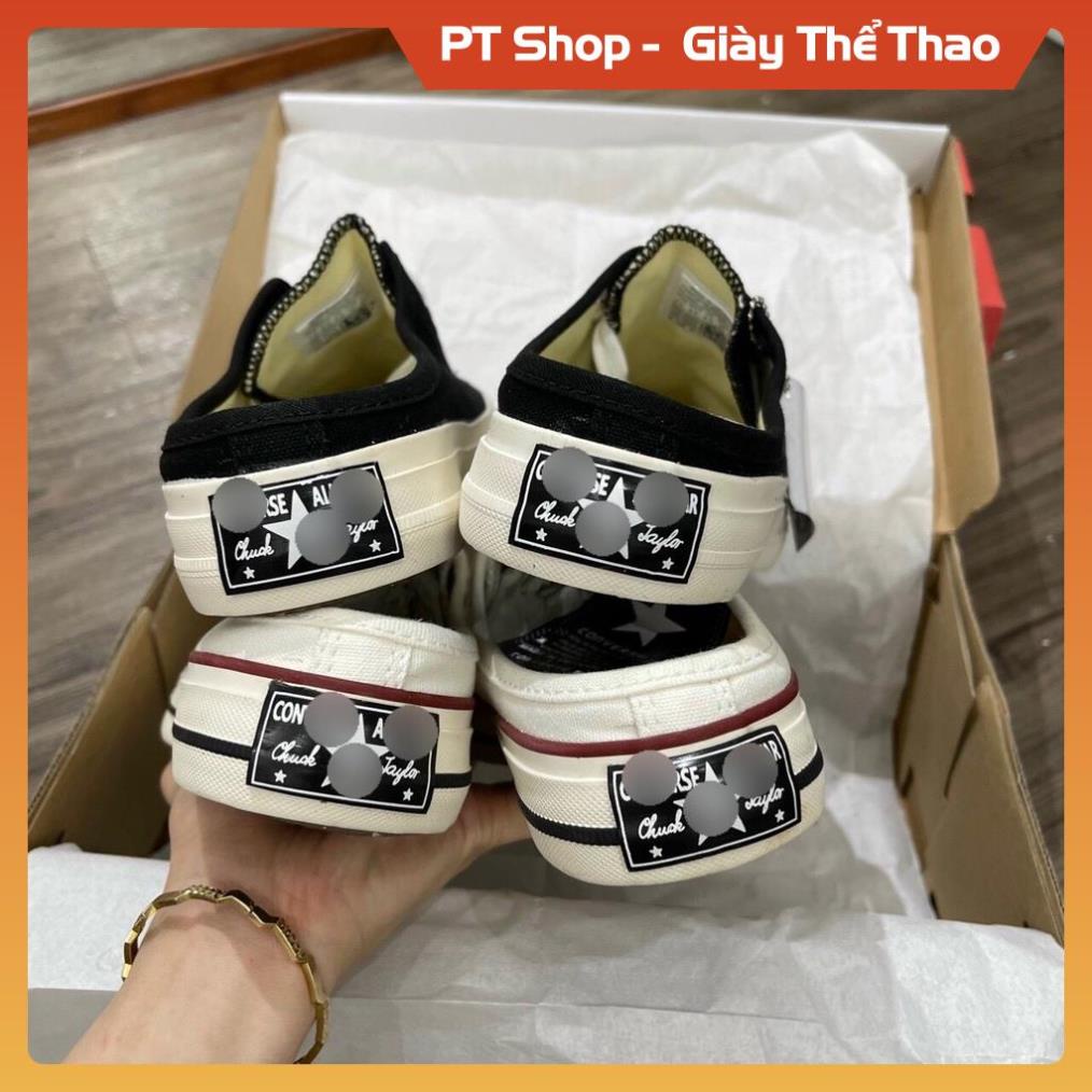 [FreeShip] Giày CV 1970s sục đen trắng thấp cổ, Giầy Cv đạp gót trắng đen đế kem full hộp Sneaker