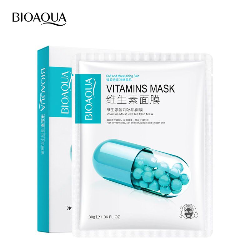 Hộp 5 miếng Mặt Nạ Vitamin Dưỡng Trắng Da BIOAQUA Cấp Ẩm - Ngừa Mụn - Chống nhăn - Ngăn Ngừa Lão Hóa Da