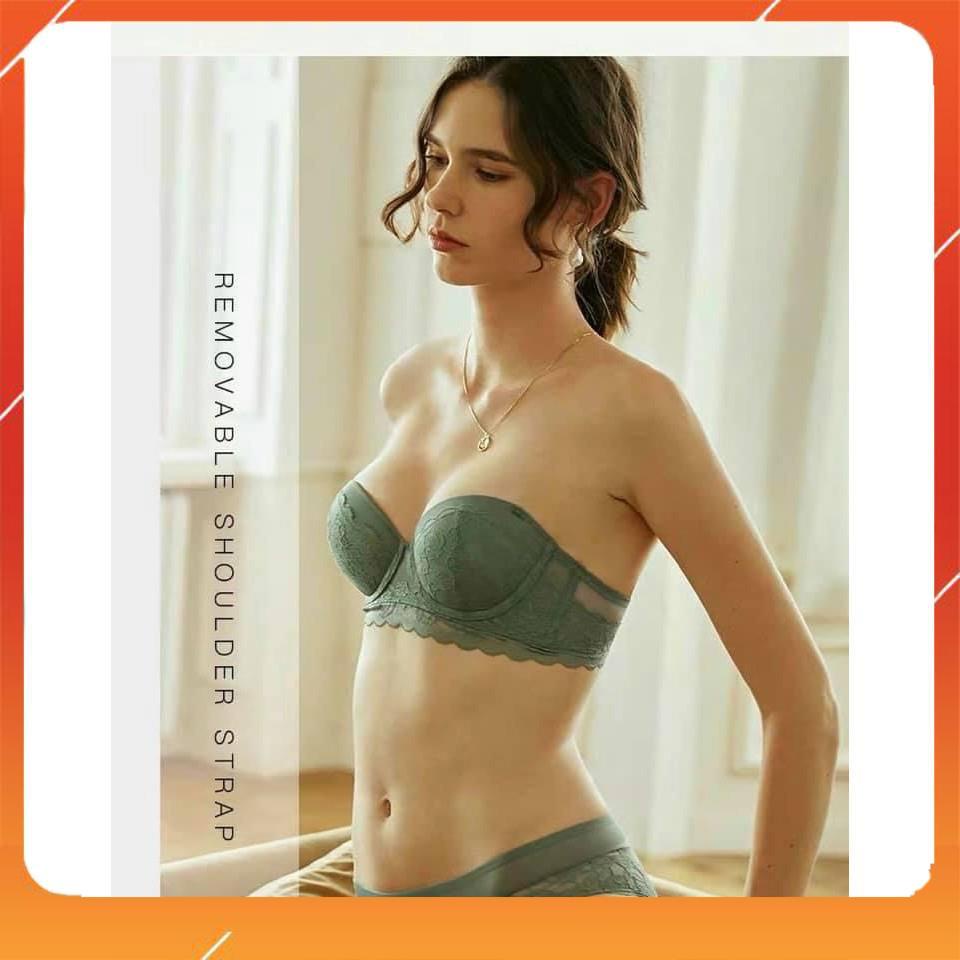Set bộ đồ lót nữ bra ren hoa áo cup ngang có gọng, đệm mút, Mã B19820