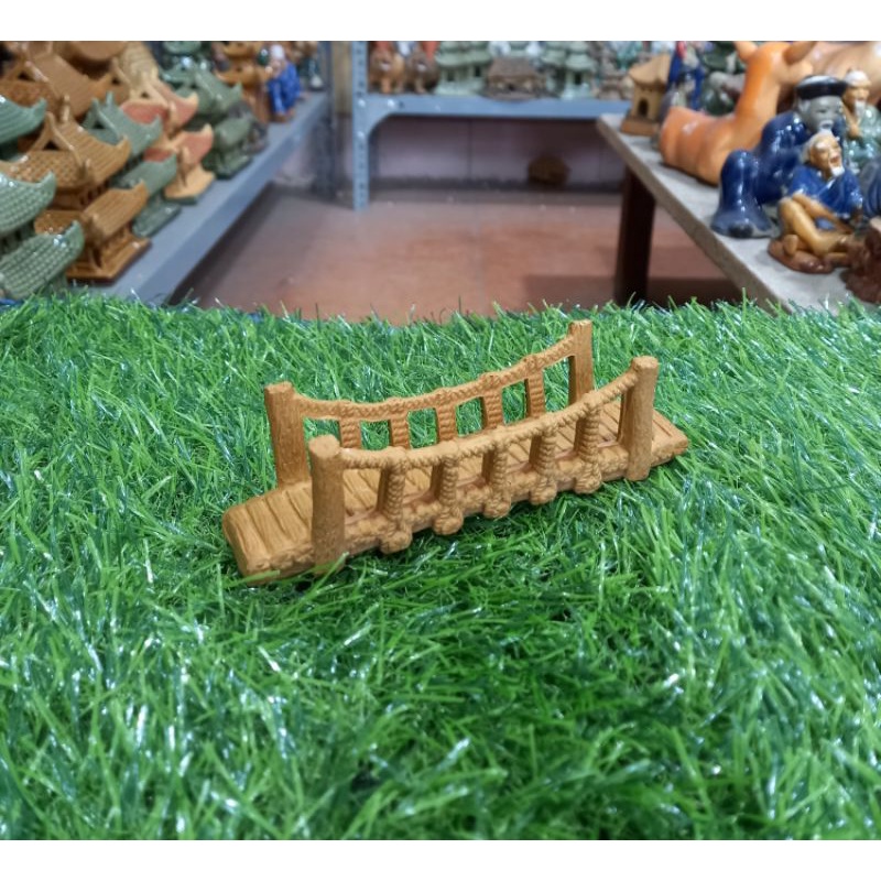 Tượng gốm cầu dây trang trí tiểu cảnh,bể cá,cây cảnh,cầu dài 13cm