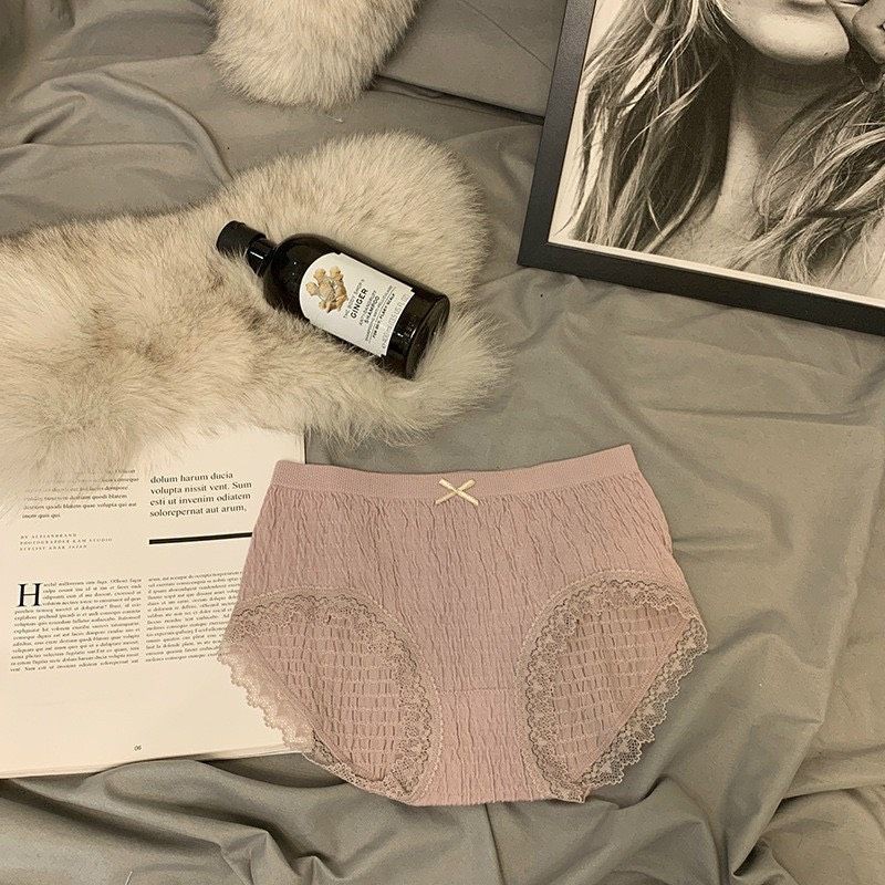 [014] Set 4 Quần Lót Nữ Cotton Tăm Tre Đính Nơ - Đồ Lót Quần Chíp Nữ Xuất Nhật Thông Hơi Kháng Khuẩn FreeSize Dưới 62kg