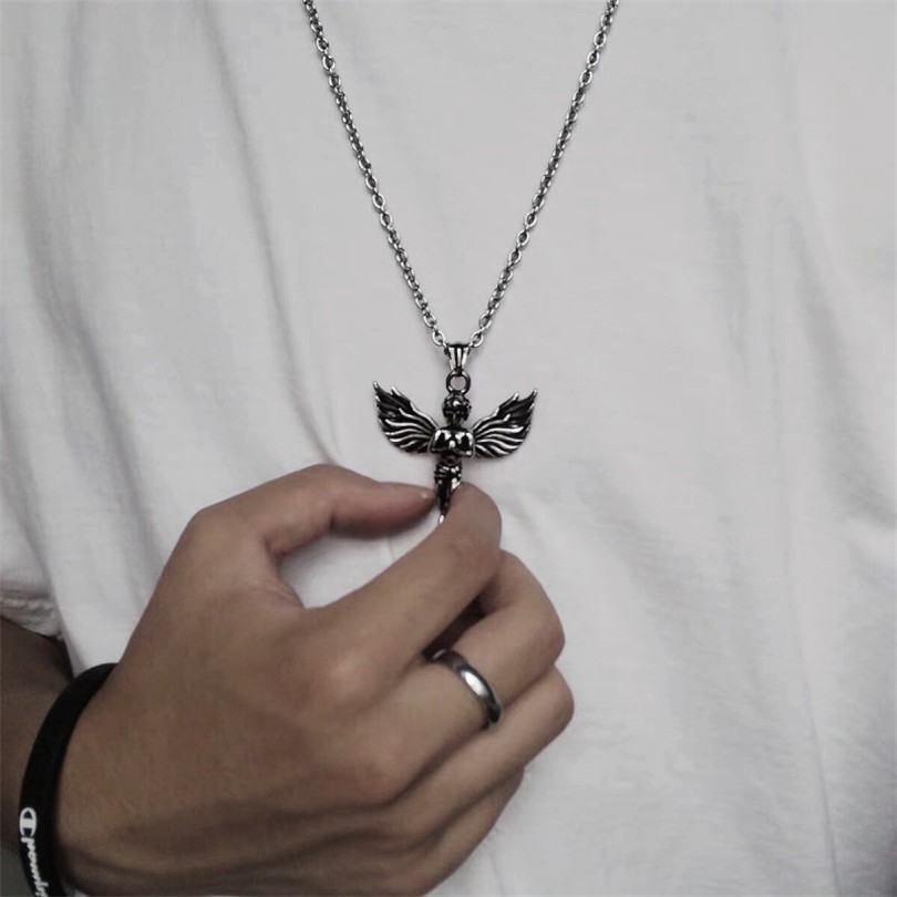 Vòng Cổ Nam Nữ 1239255Dây Chuyền Mặt Hình Thiên Thần Phong Cách Hip Hop Retro