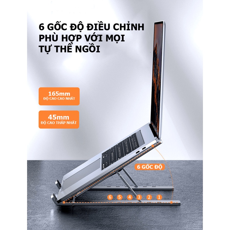 Giá đỡ laptop bằng nhôm gấp gọn dùng cho laptop có thể điều chỉnh nhiều mức độ cao - NK25