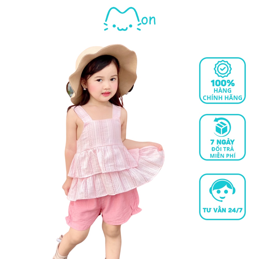 Bộ quần áo hai dây bé gái 1-6 tuổi MonBabies VL66 hai tầng xoè chất thô xô cao cấp chính hãng