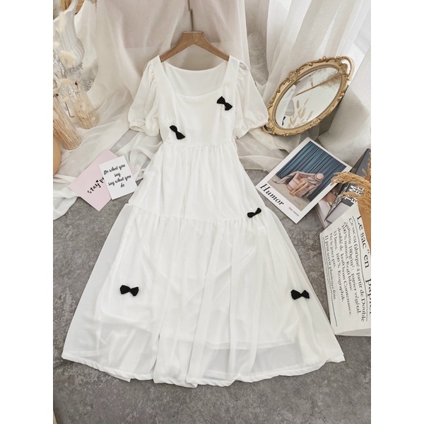 Đầm dự tiệc 🌸FREESHIP 🌸Đầm trắng babydoll tay phồng | BigBuy360 - bigbuy360.vn