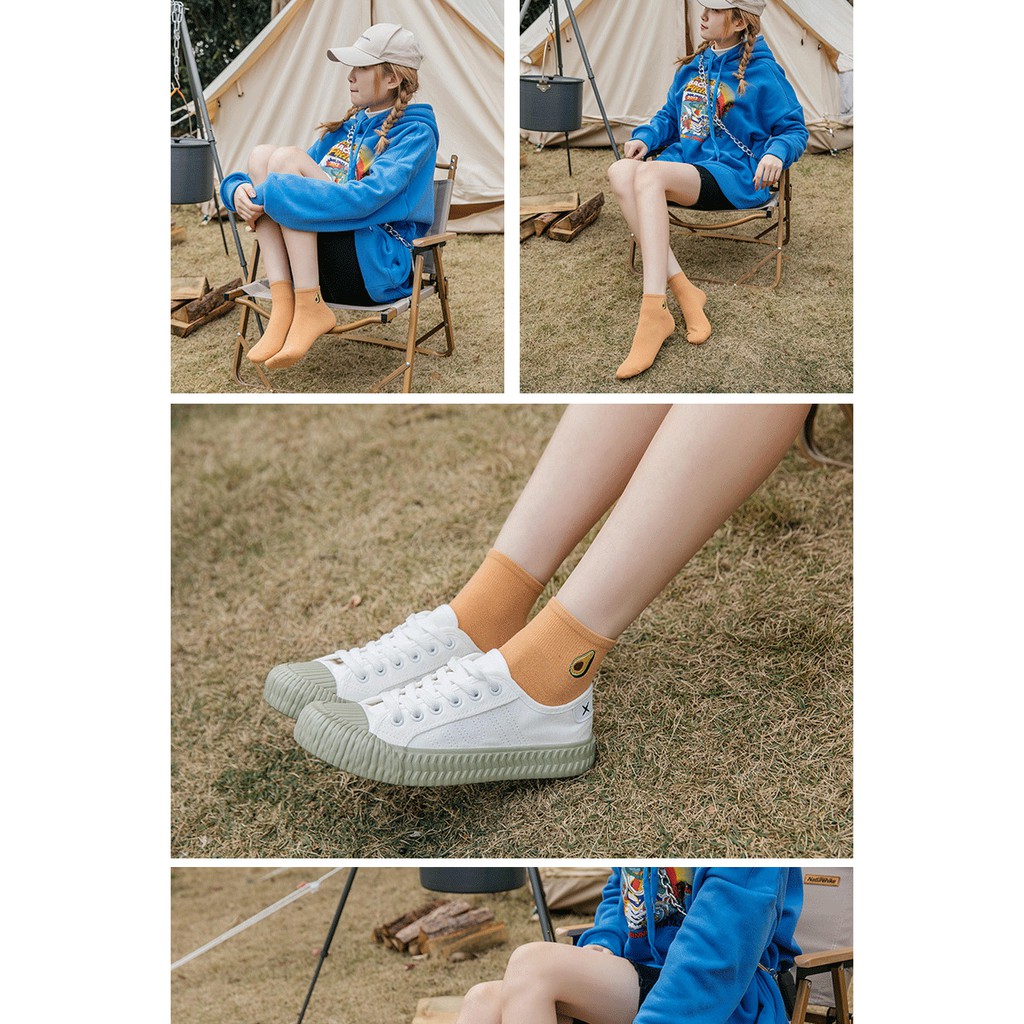 Vớ cổ thấp nữ In hình trái cây Nhật Bản Tất cổ ngắn nữ Thêu trái cây Cotton Dễ thương Cute