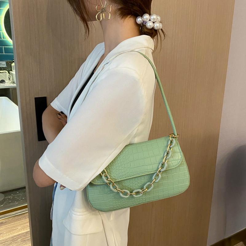 Túi IELGY đeo dưới cánh tay hình chữ nhật cỡ nhỏ phối dây xích phong cách cổ điển thời trang cho nữ