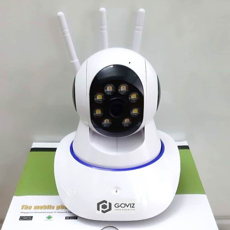 Camera  wifi Goviz 3 râu 8 LED FULL HD 3.0Mpx Siêu nét Xoay 360 độ đàm thoại 2 chiều cảnh báo chuyển động BH 5 năm