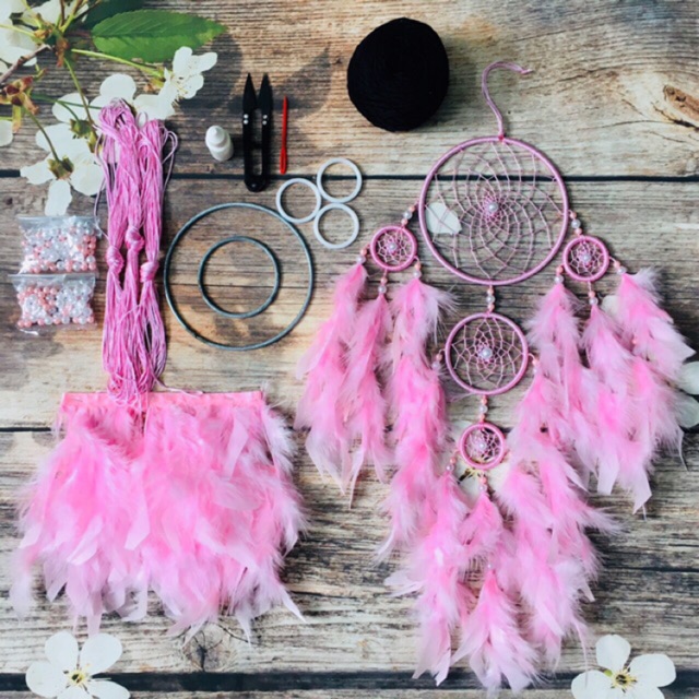 Full bộ nguyên liệu làm dreamcatcher( có video tự quay )