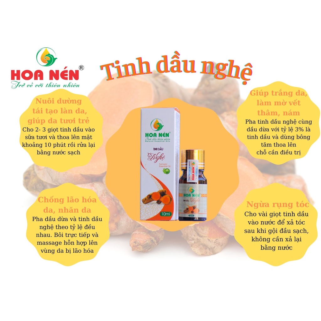 Tinh dầu Nghệ - Hoa Nén - Khử mùi, mờ sẹo, dưỡng trắng da - 10ml