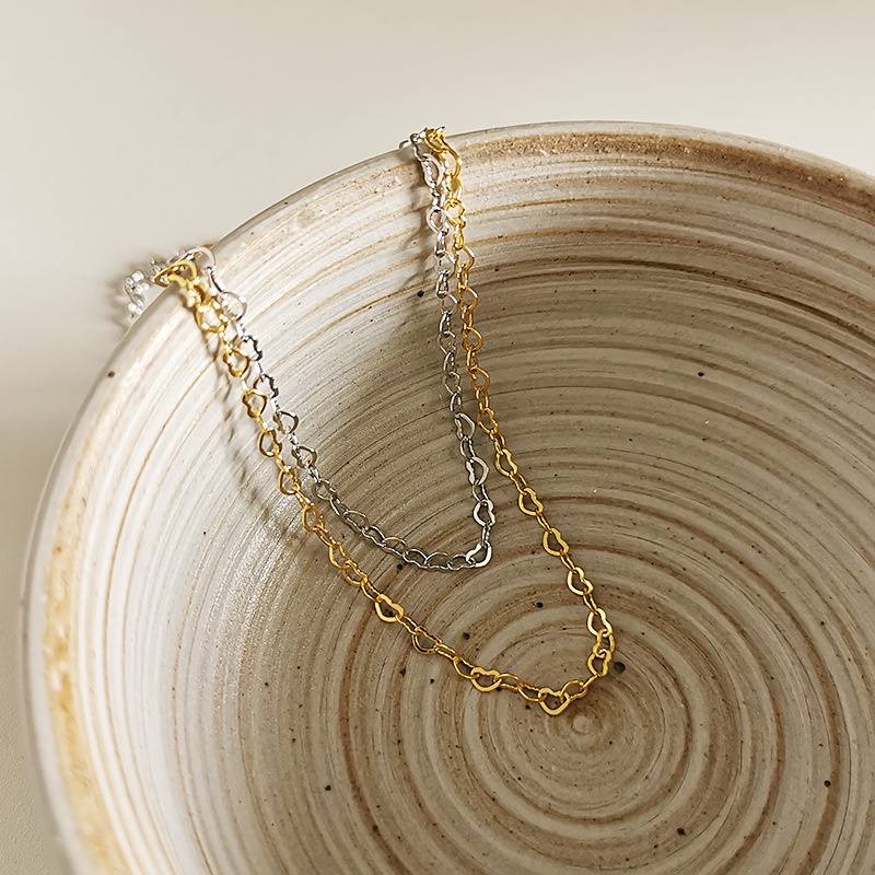 Dây chuyền tình yêu 【Còn hàng】 Dây chuyền vàng 18K S925 Vòng cổ bạc Hình trái tim nhỏ thời trang Trang sức mạ vàng Quà tặng miễn phí dị ứng