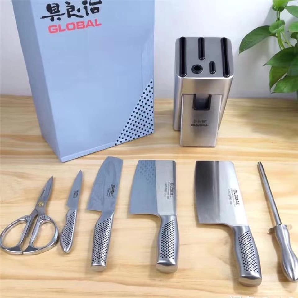 Bộ Dao 7 Món Nhà Bếp Cao Cấp Global Yoshikin Nhật Bản Nhập Khẩu Chính Hãng