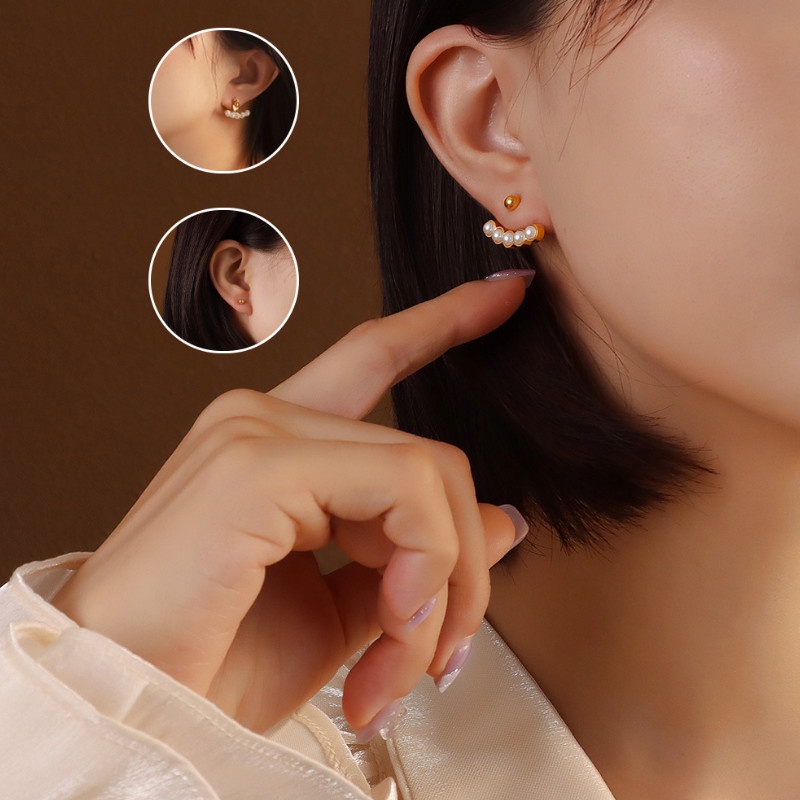 Bông Tai Ngọc Trai Nhân Tạo Titan Ko Han Rỉ TT 3786