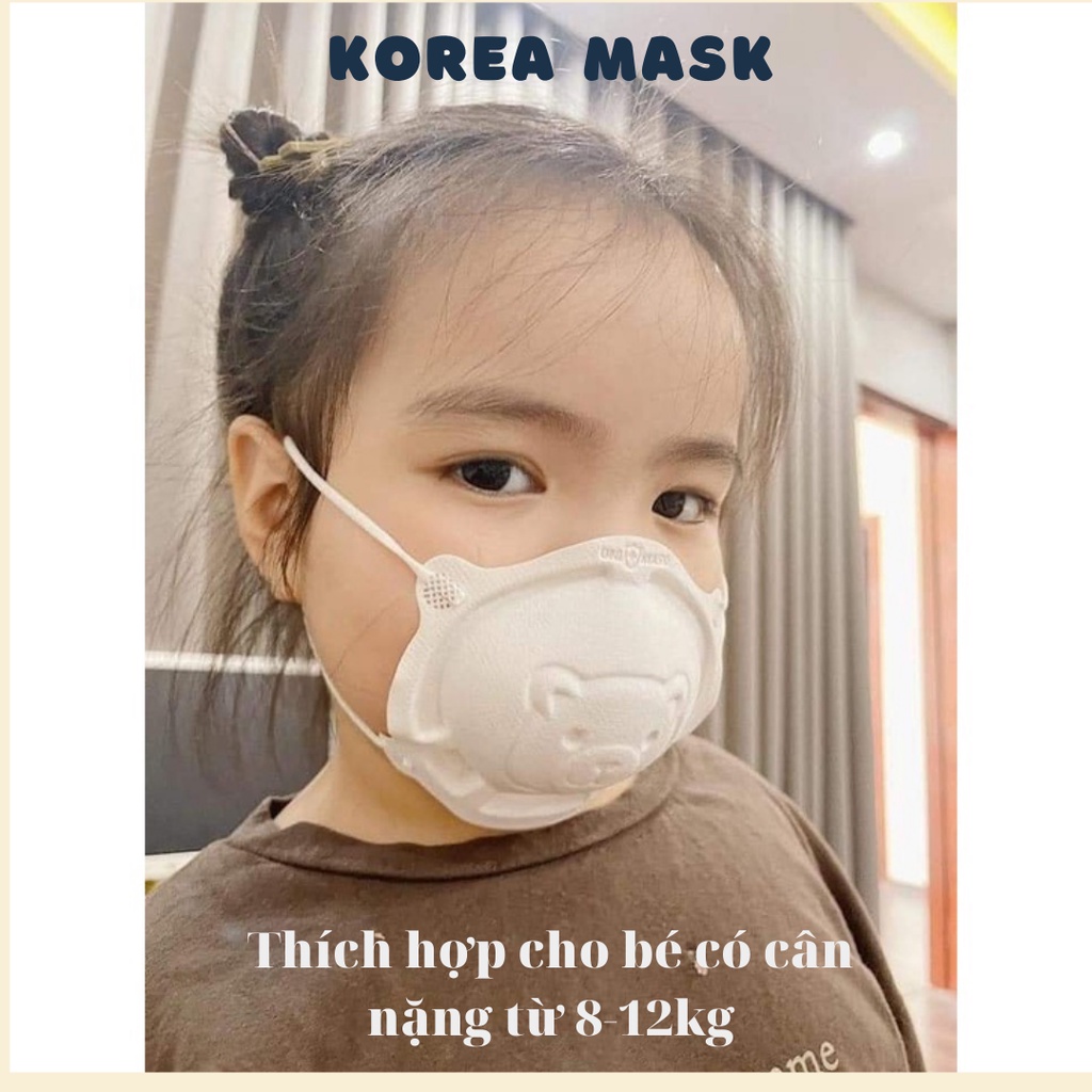 Khẩu Trang Gấu Sơ Sinh Uni Mask Cho Bé Nhỏ Set 3 Cái cho bé từ 1-3 tuổi, lọc bụi kháng khuẩn cho bé 8-12kg