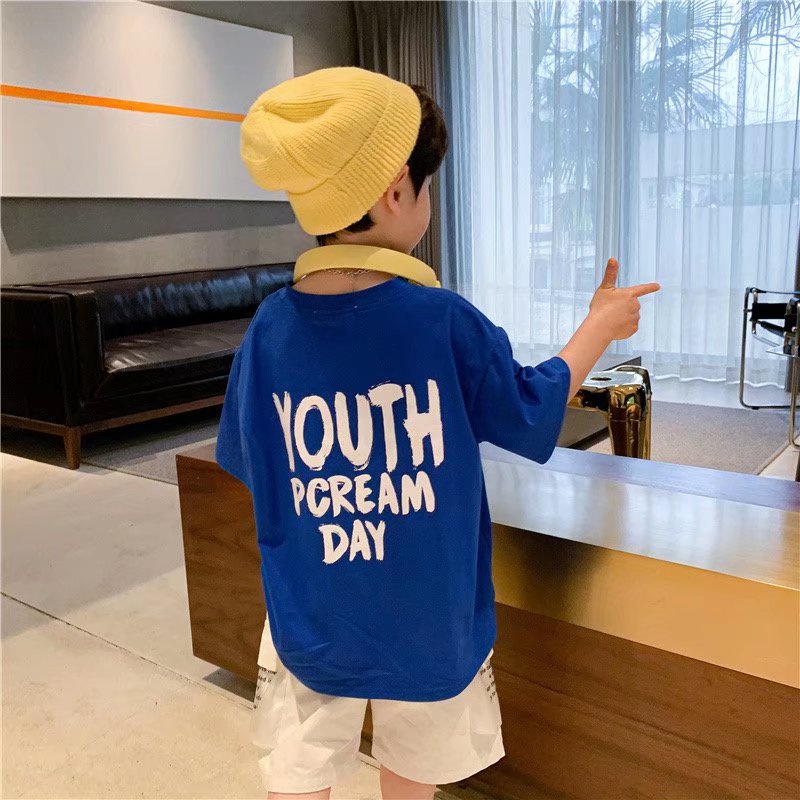 Áo thun BXPB 100% cotton nguyên chất tay ngắn dáng rộng thời trang mùa hè cho bé trai và gái 4-15 tuổi