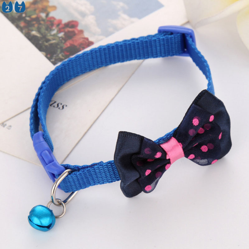Vòng Cổ Nylon Đính Nơ Có Chuông Dễ Thương Có Thể Điều Chỉnh Màu Kẹo Ngọt Thời Trang Cho Thú Cưng 27 Cái
