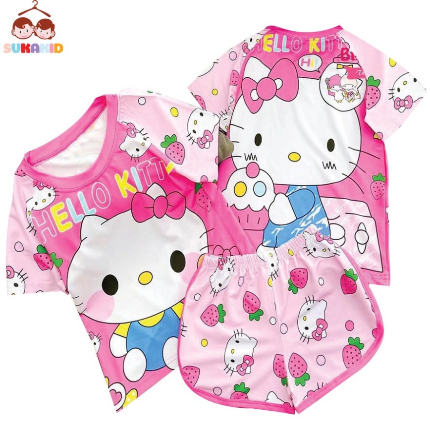 ( Km ) Bộ quần áo bé gái 3d hình siêu cute chất liệu thoáng mát mềm mịn hinh gấu sọc,ngựa vằn,mèo dâu 6kg đên 40kg.GN012
