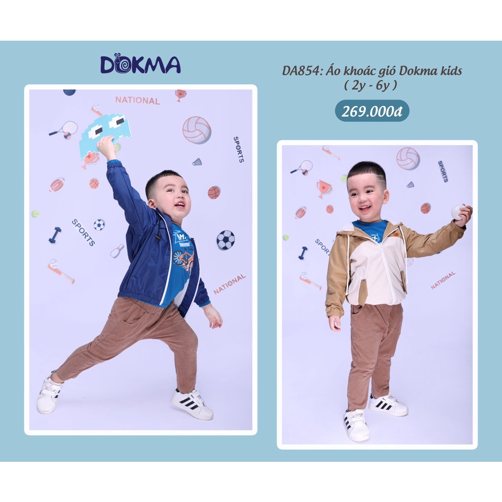 DA854 Áo khoác gió Dokma kids 2 lớp mỏng (2-6T)