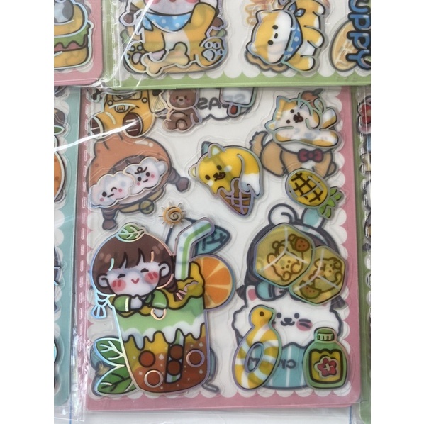 Vỉ 20 tập dán sticker 3D nhựa trong tập 2 tờ