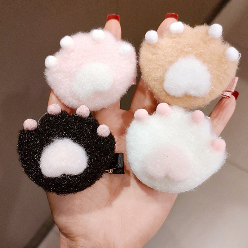 Kẹp Tóc Hình Dấu Chân Cún Hoạt Hình Bằng Vải Lông Chống Trượt Dễ Thương Dành Cho Bạn Gái