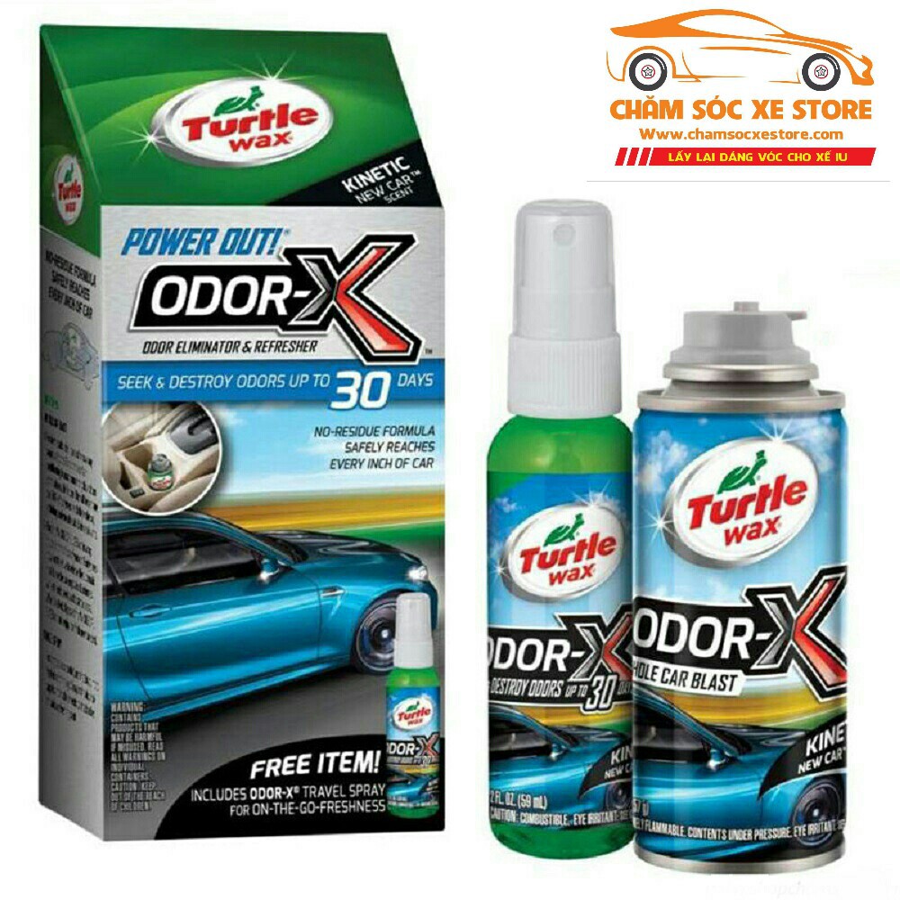 Bộ sản phẩm Turtle Wax diệt khuẩn và xịt khử mùi bên trong xe ôtô - Turtle Wax ODOR-X