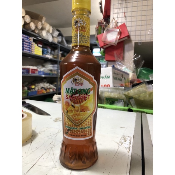 Mật ong Sao Việt Chai 600ml ( trọng lượng 800g )